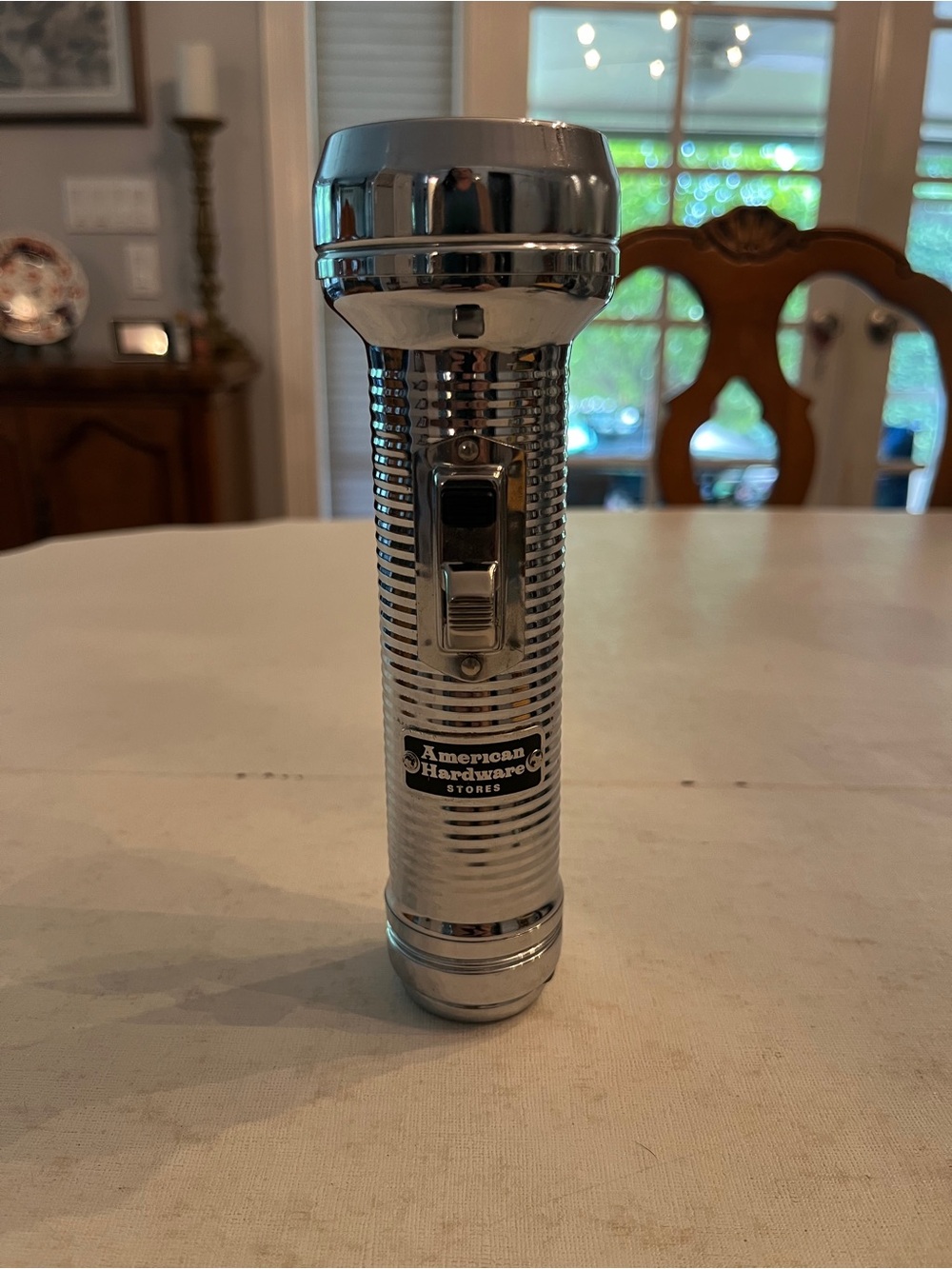 Vintage American Hardware Co. Chrome silver Flashlight. So retro!